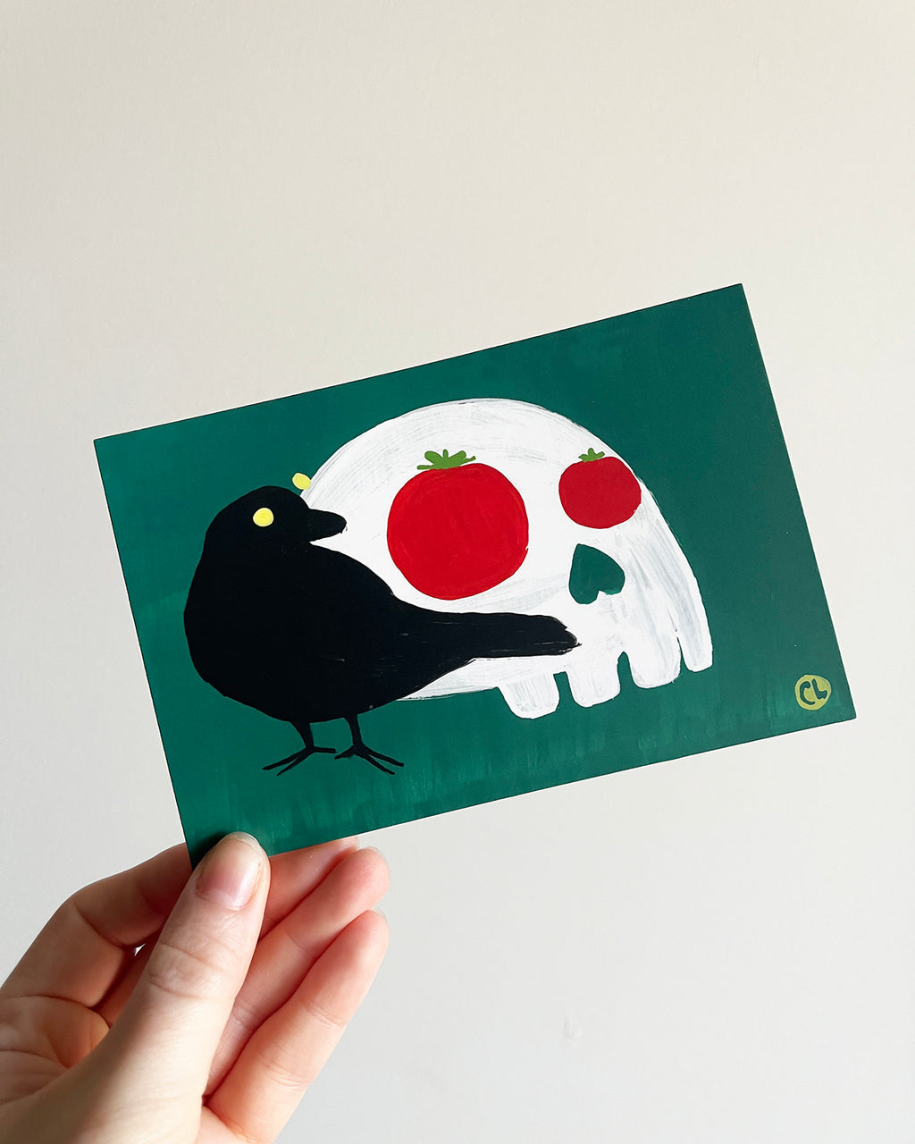 Postcard: Tomato Skull & Crow