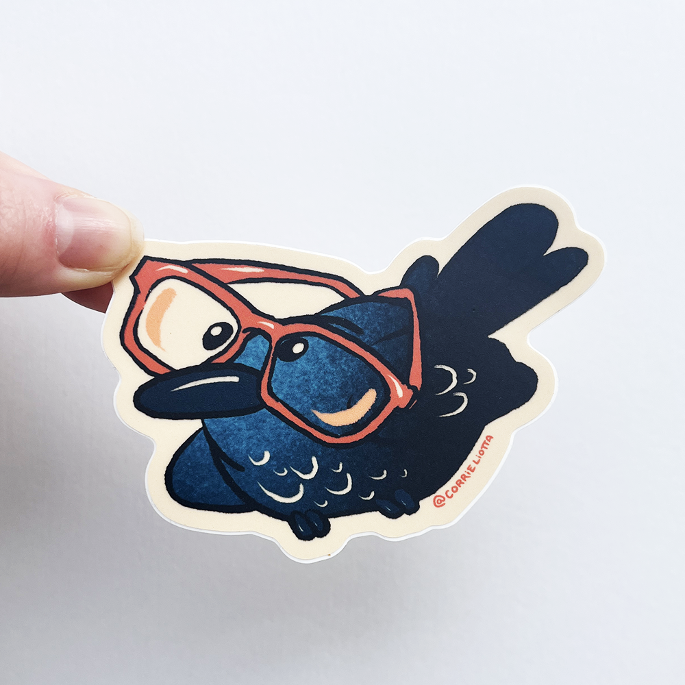 Sticker: Crow Wearing Glasses