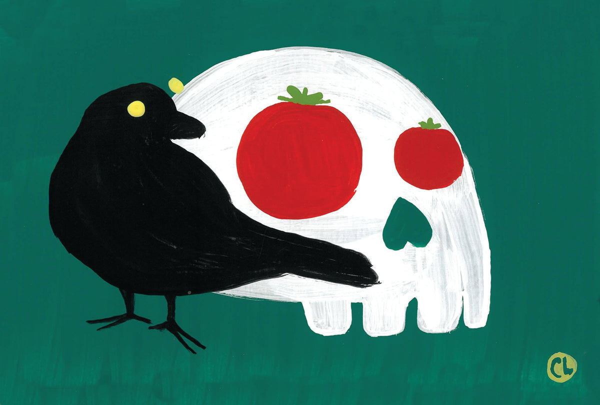 Postcard: Tomato Skull & Crow