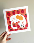 Art Print: Sunny-Side Up Cat: Strawberry